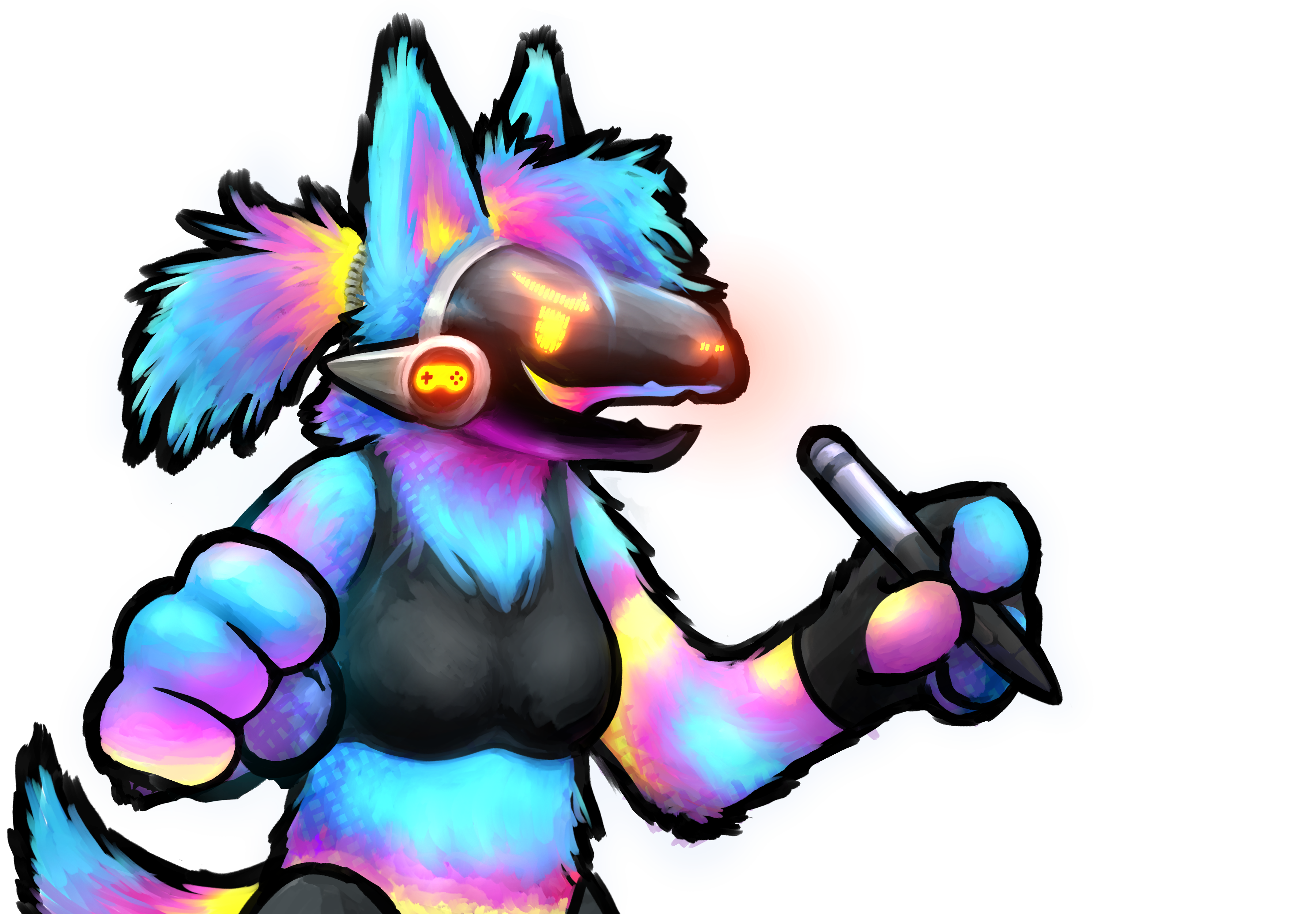 Pix, the Furry Game Jam mascot, illustrated by all ears